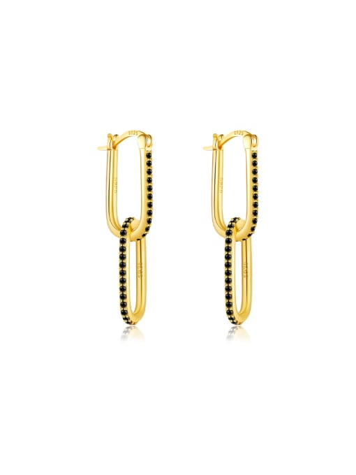 18K gold [Blackstone] 925 Sterling Silver Cubic Zirconia Geometric Trend Drop Earring